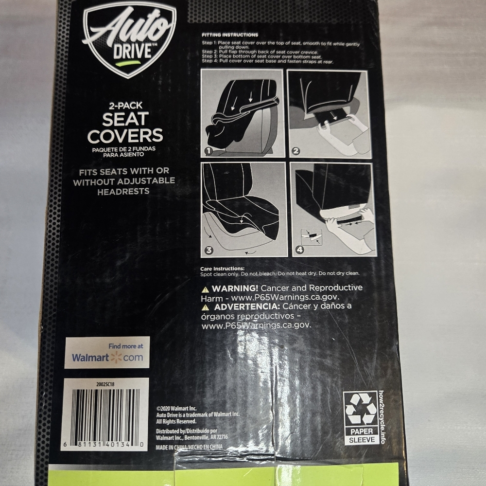 Auto Drive 2 Pack Car Set Covers Chevron Pattern New In Box Adjustable - Picture 2 of 4